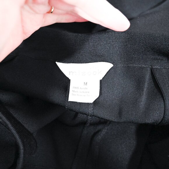 Misook Medium Knit Black Pleated Straight Leg Pants - Picture 4 of 5